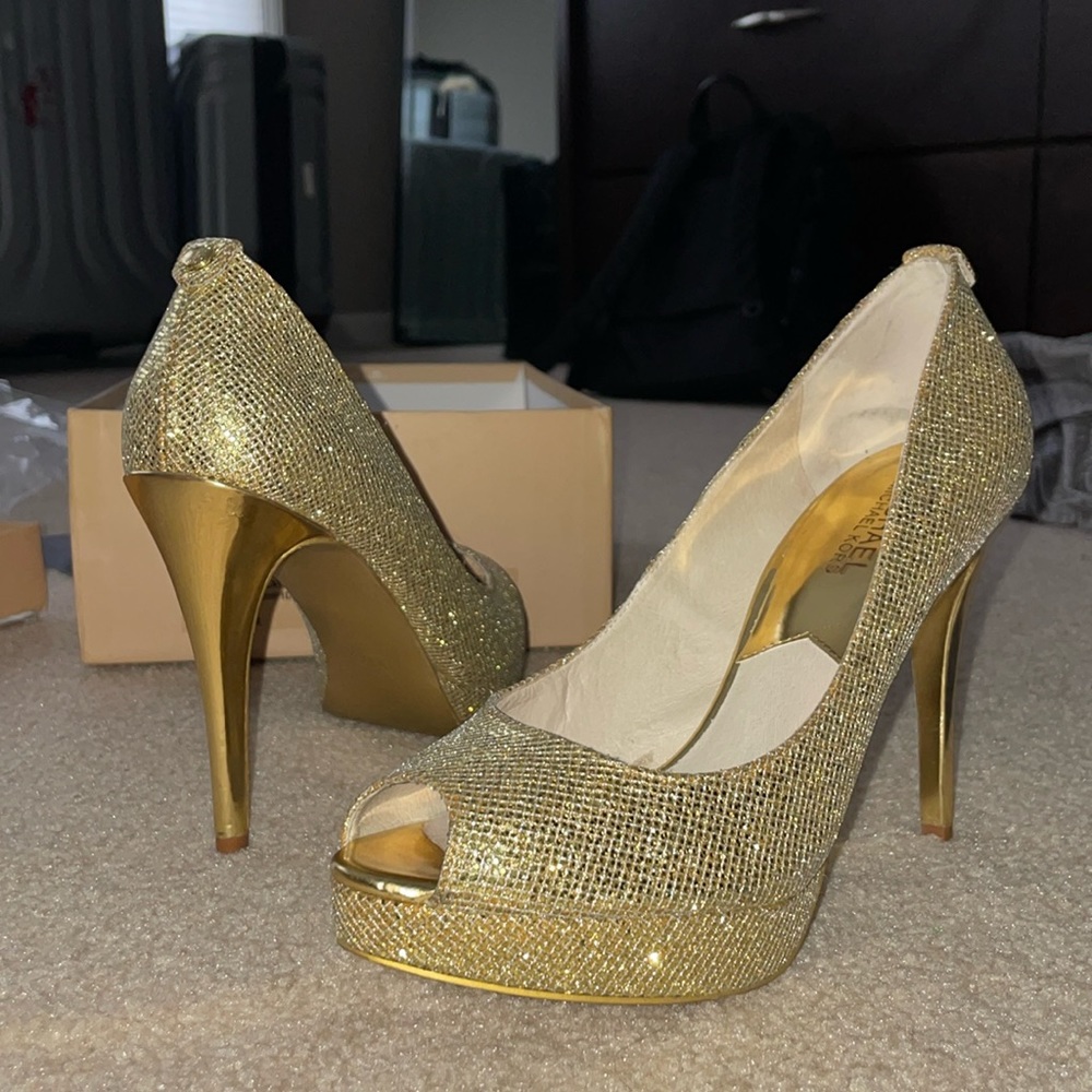Michael Kors Gold York Platform Heels